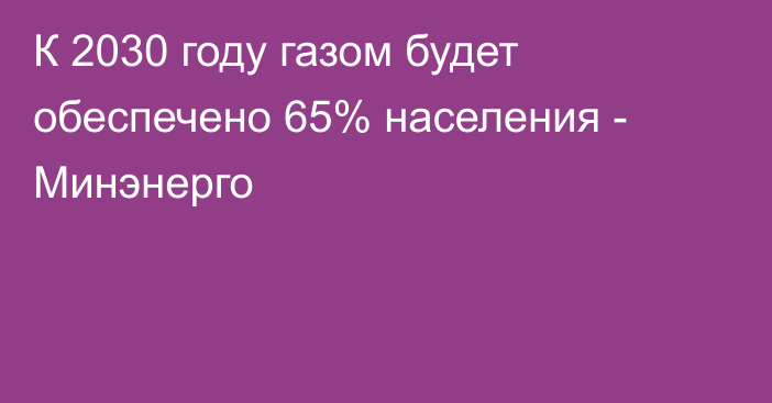 К 2030 году газом будет обеспечено 65% населения - Минэнерго