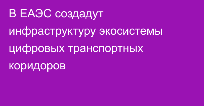 В ЕАЭС создадут инфраструктуру экосистемы цифровых транспортных коридоров  