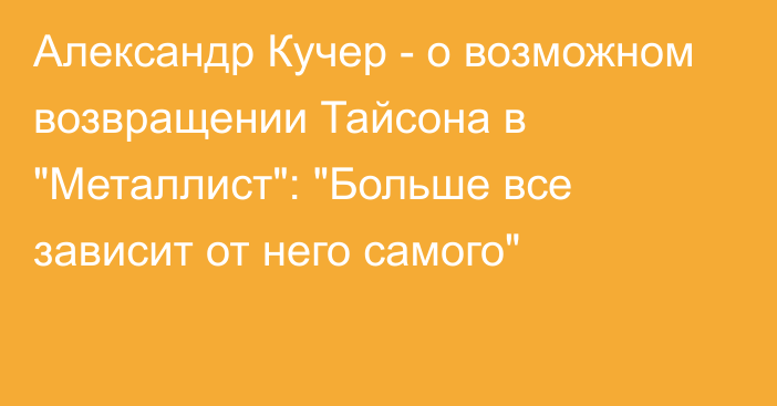 Александр Кучер - о возможном возвращении Тайсона в 