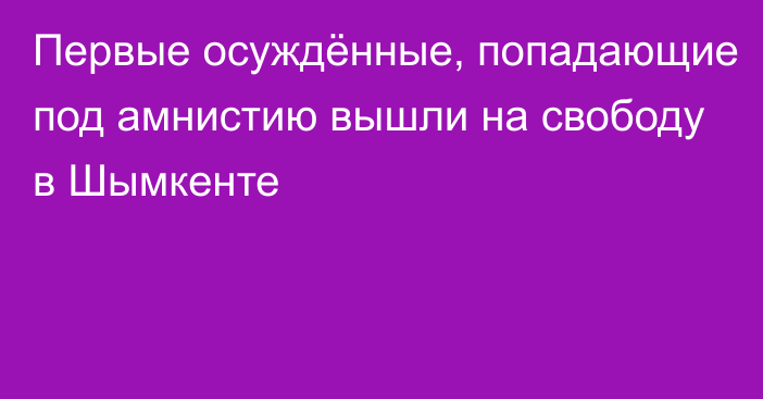 Первые осуждённые, попадающие под амнистию вышли на свободу в Шымкенте