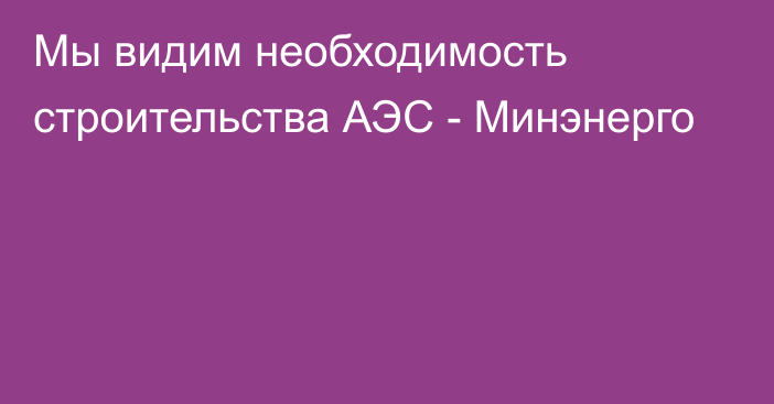 Мы видим необходимость строительства АЭС - Минэнерго