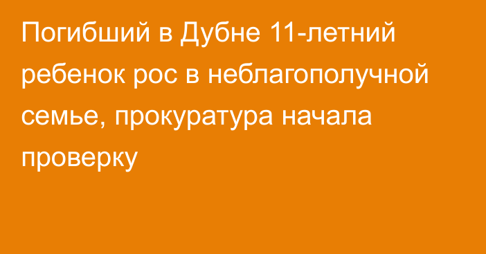 Погибший в Дубне 11-летний ребенок рос в неблагополучной семье, прокуратура начала проверку