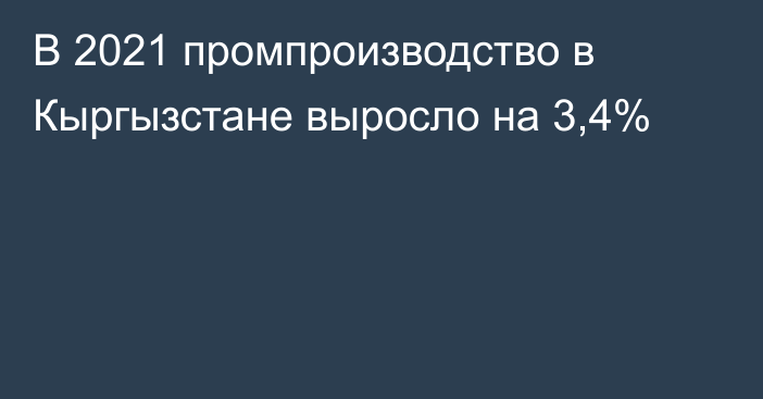 В 2021 промпроизводство в Кыргызстане выросло на 3,4%