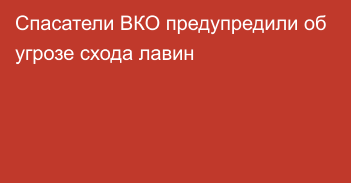 Спасатели ВКО предупредили об угрозе схода лавин