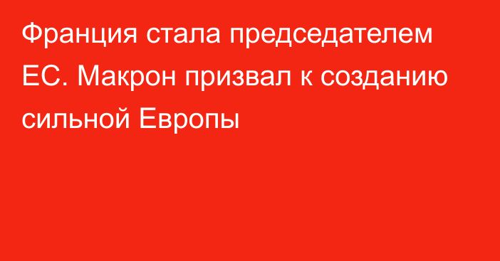 Франция стала председателем ЕС. Макрон призвал к созданию сильной Европы