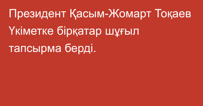 Президент Қасым-Жомарт Тоқаев Үкіметке бірқатар шұғыл тапсырма берді.