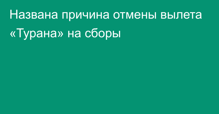 Названа причина отмены вылета «Турана» на сборы