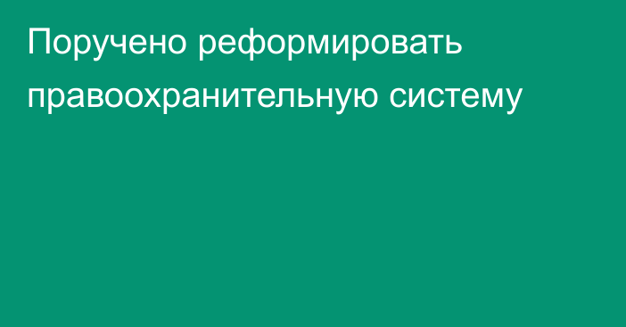 Поручено реформировать правоохранительную систему