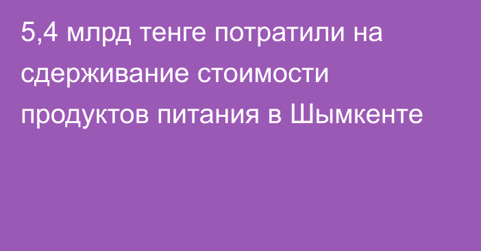 5,4 млрд тенге потратили на сдерживание стоимости продуктов питания в Шымкенте