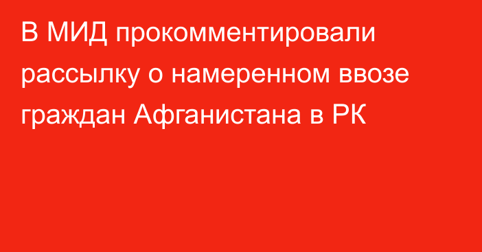 В МИД прокомментировали рассылку о намеренном ввозе граждан Афганистана в РК