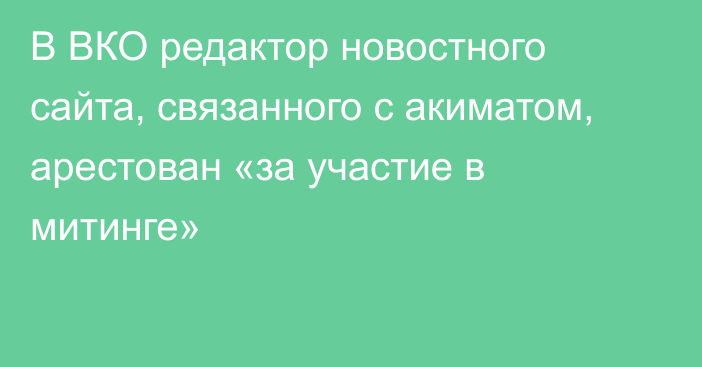 В ВКО редактор новостного сайта, связанного с акиматом, арестован «за участие в митинге»