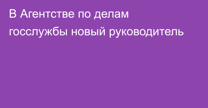 В Агентстве по делам госслужбы новый руководитель