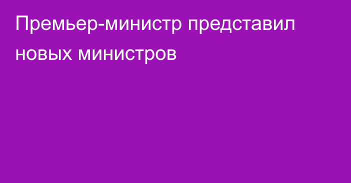 Премьер-министр представил новых министров