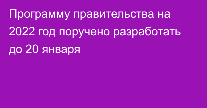 Программу правительства на 2022 год поручено разработать до 20 января