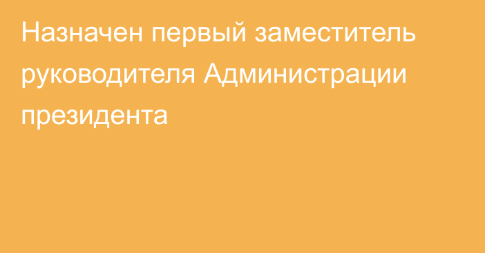 Назначен первый заместитель руководителя Администрации президента