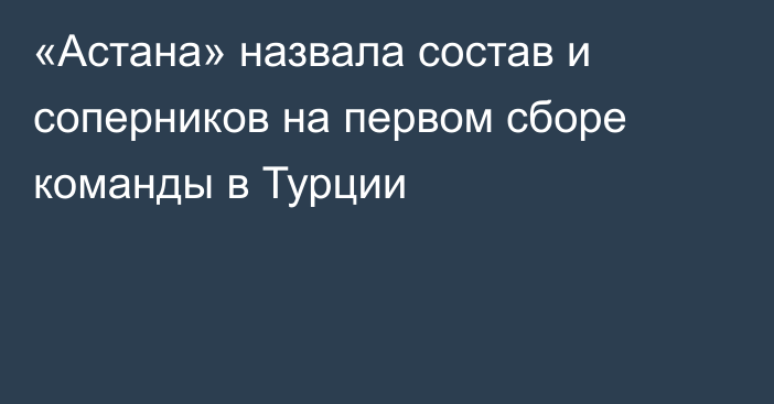 «Астана» назвала состав и соперников на первом сборе команды в Турции