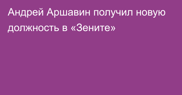 Андрей Аршавин получил новую должность в «Зените»