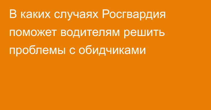 В каких случаях Росгвардия поможет водителям решить проблемы с обидчиками