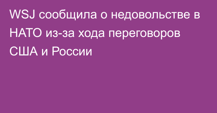 WSJ сообщила о недовольстве в НАТО из-за хода переговоров США и России