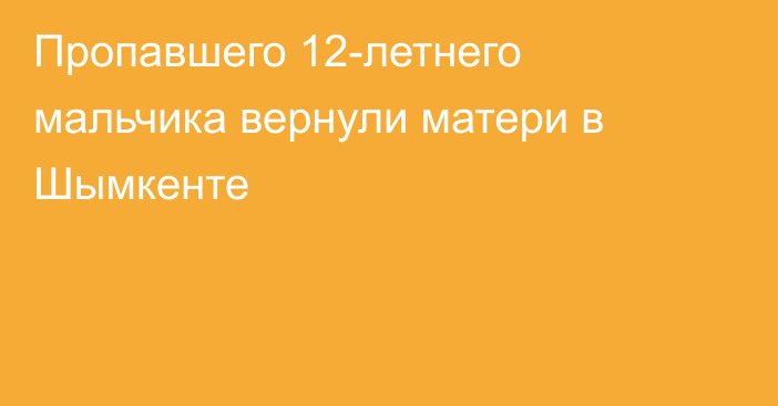 Пропавшего 12-летнего мальчика вернули матери в Шымкенте