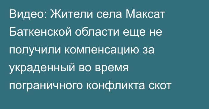 Видео: Жители села Максат Баткенской области еще не получили компенсацию за украденный во время пограничного конфликта скот