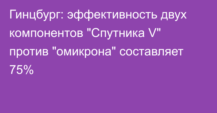 Гинцбург: эффективность двух компонентов 