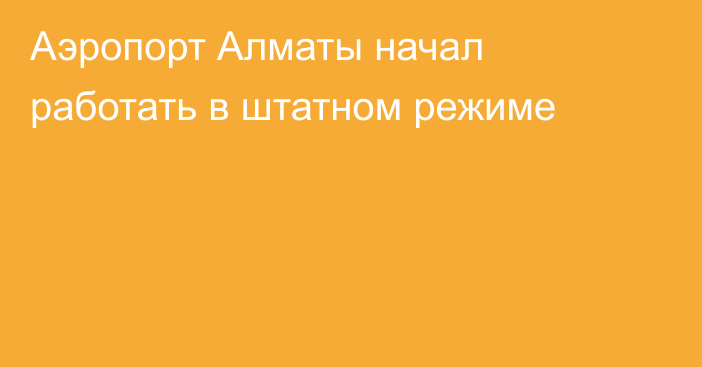 Аэропорт Алматы начал работать в штатном режиме