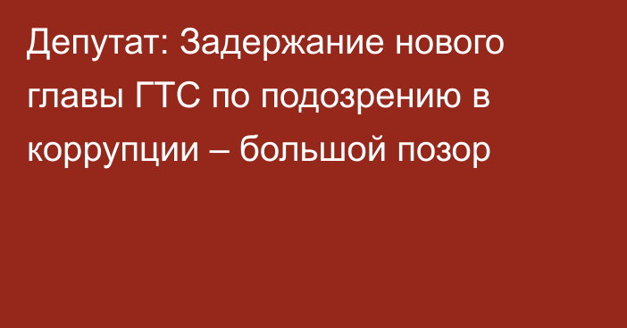 Депутат: Задержание нового главы ГТС по подозрению в коррупции – большой позор