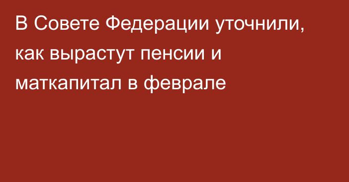 В Совете Федерации уточнили, как вырастут пенсии и маткапитал в феврале