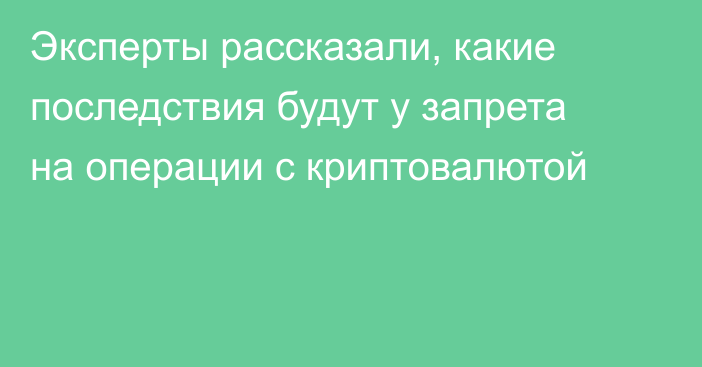 Эксперты рассказали, какие последствия будут у запрета на операции с криптовалютой