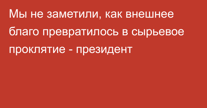 Мы не заметили, как внешнее благо превратилось в сырьевое проклятие - президент