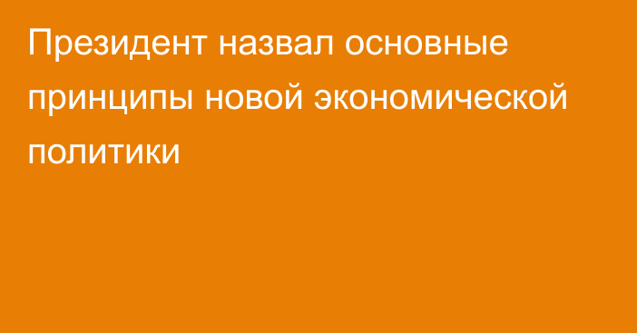 Президент назвал основные принципы новой экономической политики