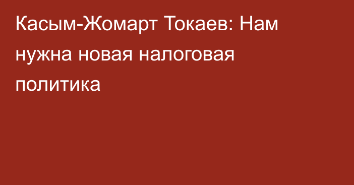 Касым-Жомарт Токаев: Нам нужна новая налоговая политика