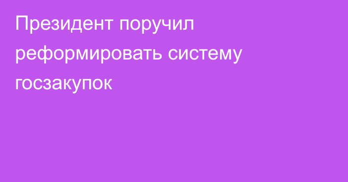 Президент поручил реформировать систему госзакупок