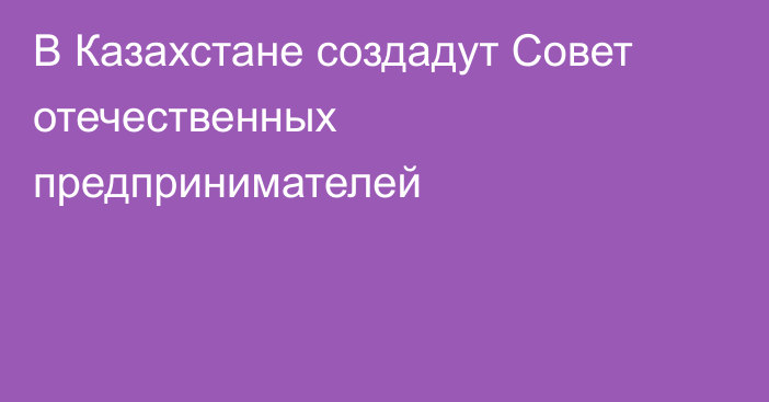 В Казахстане создадут Совет отечественных предпринимателей