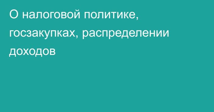 О налоговой политике, госзакупках, распределении доходов