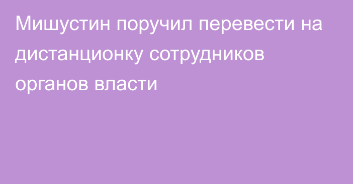 Мишустин поручил перевести на дистанционку сотрудников органов власти