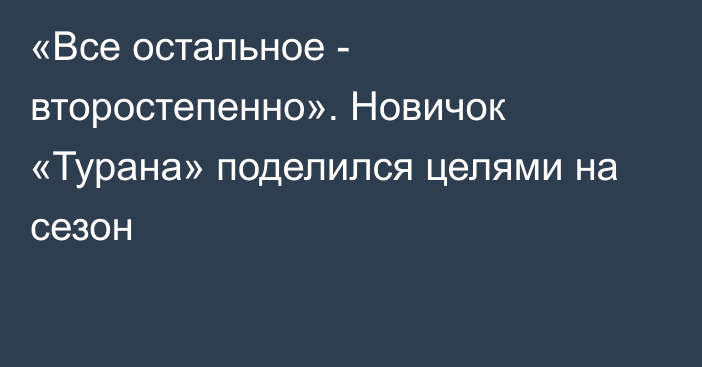 «Все остальное - второстепенно». Новичок «Турана» поделился целями на сезон