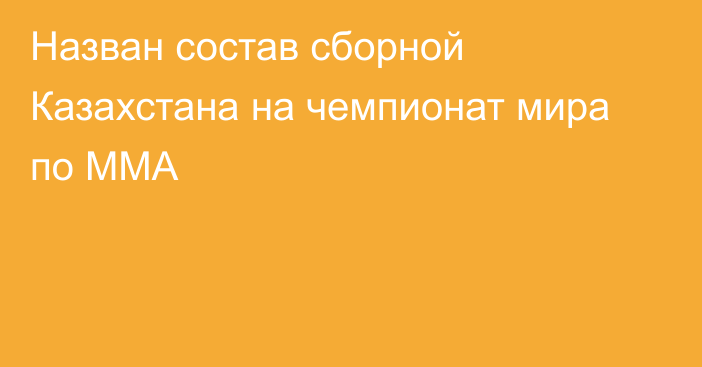 Назван состав сборной Казахстана на чемпионат мира по ММА