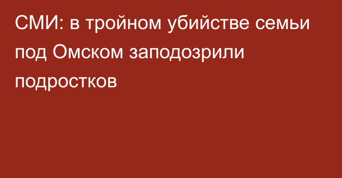 СМИ: в тройном убийстве семьи под Омском заподозрили подростков