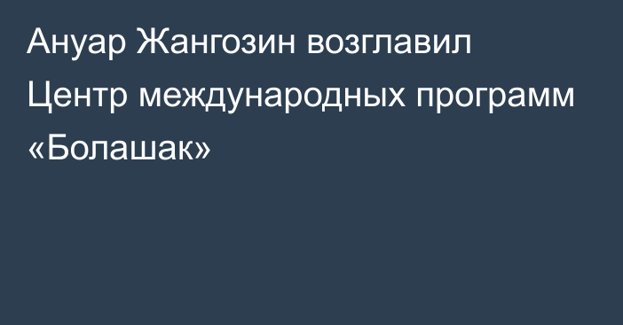 Ануар Жангозин возглавил Центр международных программ «Болашак»