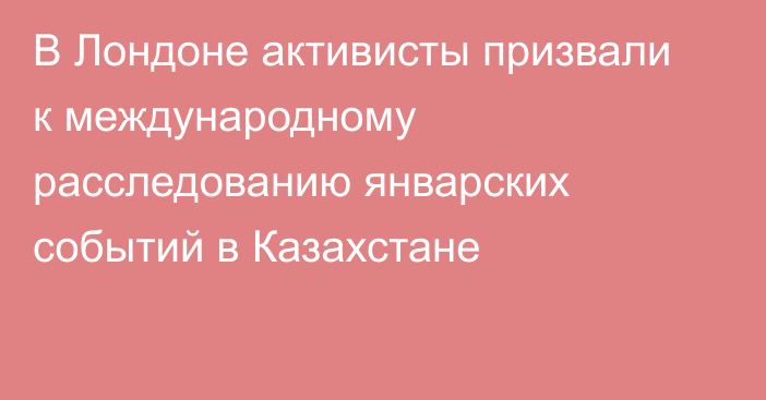 В Лондоне активисты призвали к международному расследованию январских событий в Казахстане