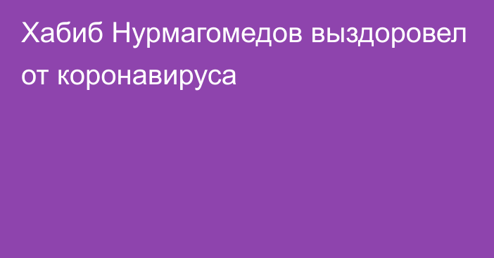 Хабиб Нурмагомедов выздоровел от коронавируса