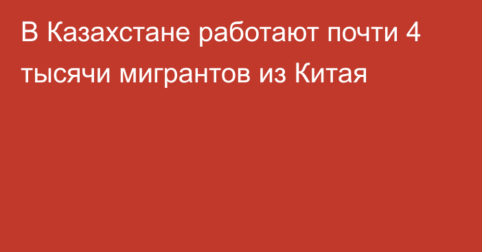 В Казахстане работают почти 4 тысячи мигрантов из Китая