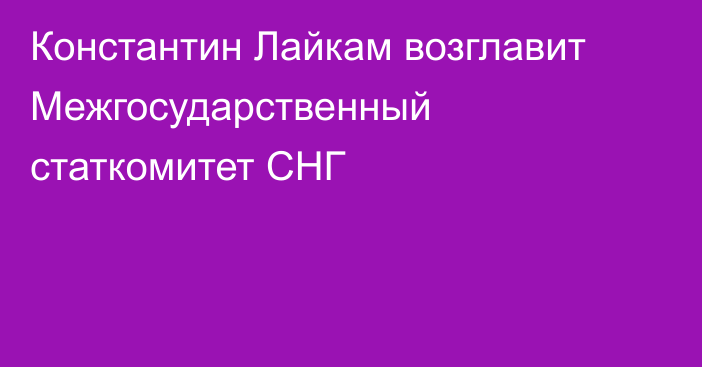 Константин Лайкам возглавит Межгосударственный статкомитет СНГ 