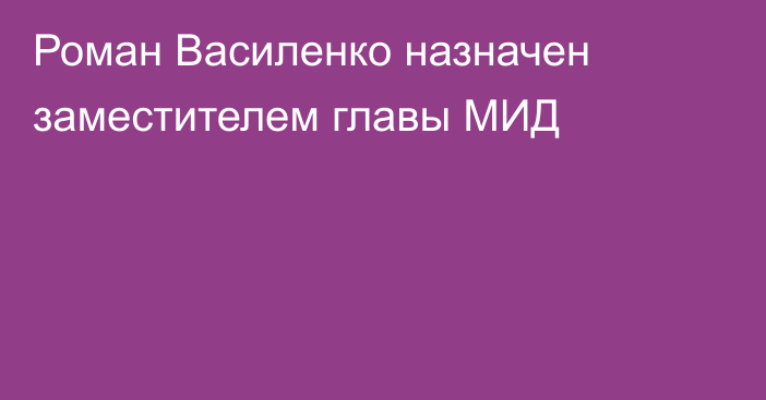 Роман Василенко назначен заместителем главы МИД