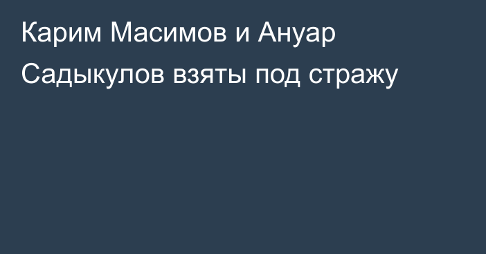 Карим Масимов и Ануар Садыкулов взяты под стражу