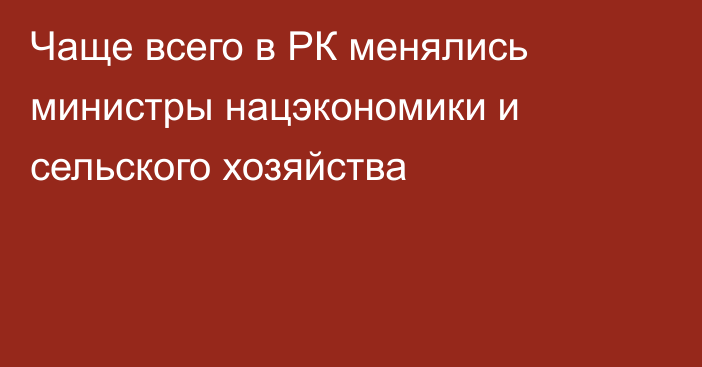 Чаще всего в РК менялись министры нацэкономики и сельского хозяйства