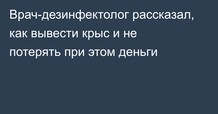 Врач-дезинфектолог рассказал, как вывести крыс и не потерять при этом деньги