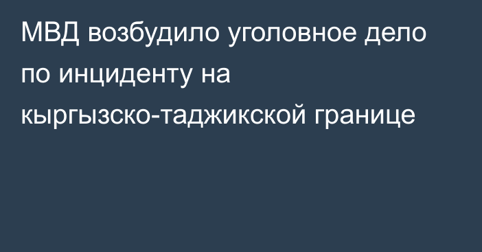 МВД возбудило уголовное дело по инциденту на кыргызско-таджикской границе